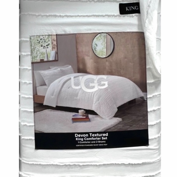 UGG Bedding Ugg Textured Devon White King Comforter Set New 6x90